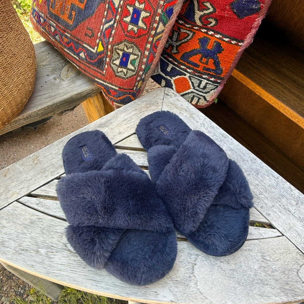 Cozy Navy Blue Fuzzy Slippers
